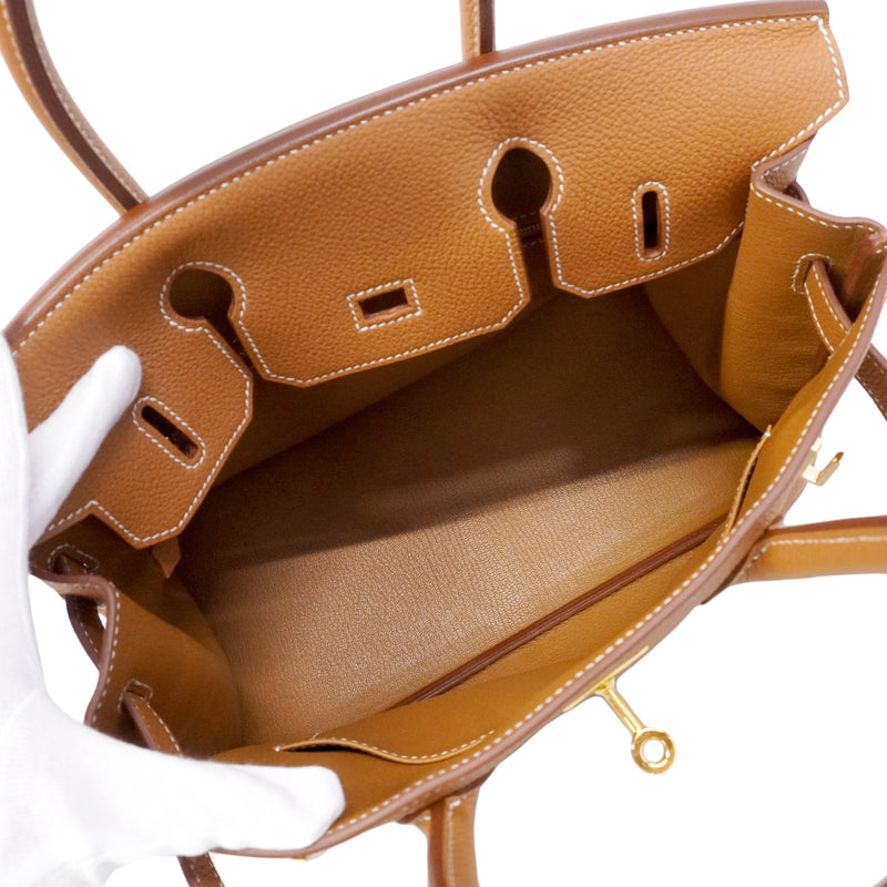 【6gd4691-g】エルメス ハンドバッグ バーキン30 トゴ ゴールド ゴールド金具 □R刻印【中古】レディース