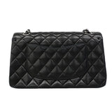 【6gd4693-h】シャネル ショルダーバッグ マトラッセ Wフラップ Wチェーン ラムスキン ブラック シルバー金具【中古】レディース