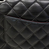 【6gd4693-h】シャネル ショルダーバッグ マトラッセ Wフラップ Wチェーン ラムスキン ブラック シルバー金具【中古】レディース
