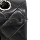 【6gd4693-h】シャネル ショルダーバッグ マトラッセ Wフラップ Wチェーン ラムスキン ブラック シルバー金具【中古】レディース