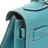 【6gd4694-h】エルメス ハンドバッグ ケリー28 ボックスカーフ ブルージーン シルバー金具 □E刻印 2wayバッグ【中古】レディース