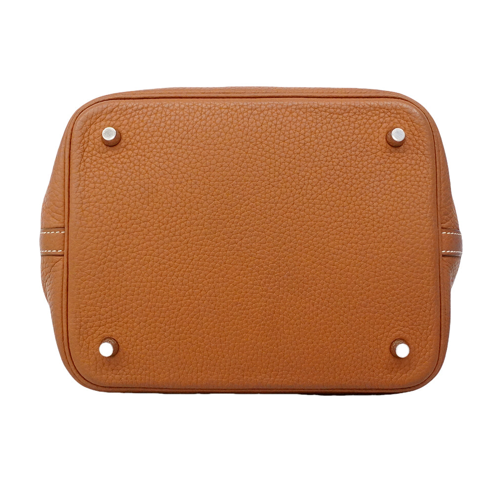 【6gd4698】エルメス ハンドバッグ ピコタンロックMM トリヨンクレマンス ゴールド シルバー金具 A刻印【中古】レディース