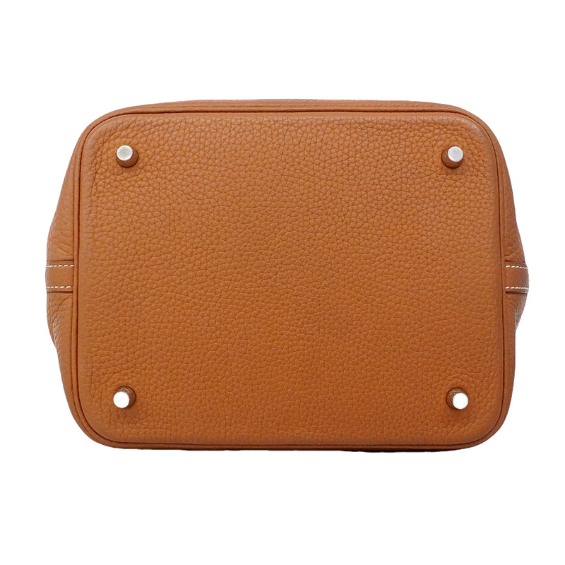 【6gd4698】エルメス ハンドバッグ ピコタンロックMM トリヨンクレマンス ゴールド シルバー金具 A刻印【中古】レディース