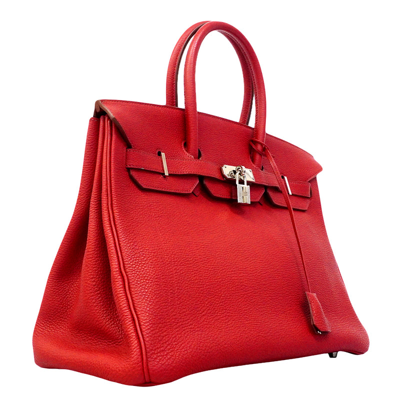 【6gd4710】エルメス ハンドバッグ バーキン35 トゴ ルージュカザック シルバー金具 □M刻印【中古】レディース