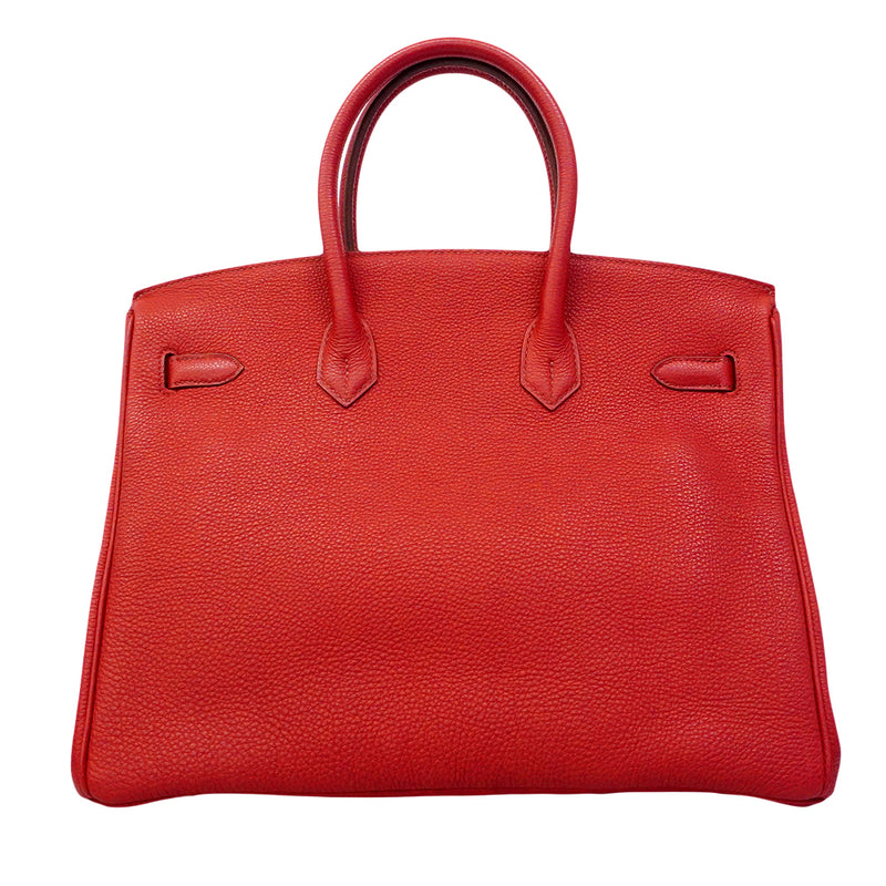 【6gd4710】エルメス ハンドバッグ バーキン35 トゴ ルージュカザック シルバー金具 □M刻印【中古】レディース