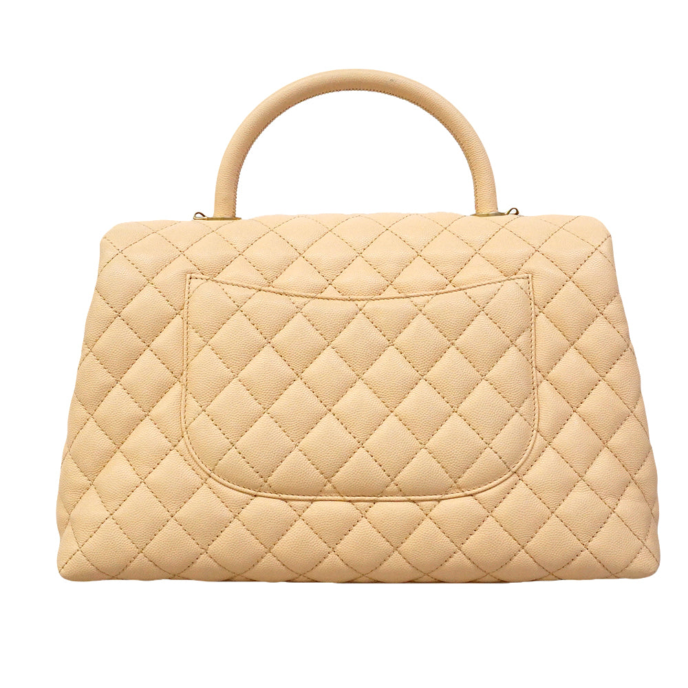 【6gd4712】シャネル ハンドバッグ チェーンショルダー ココハンドル キャビアスキン ベージュ ゴールド金具 2wayバッグ【中古】レディース