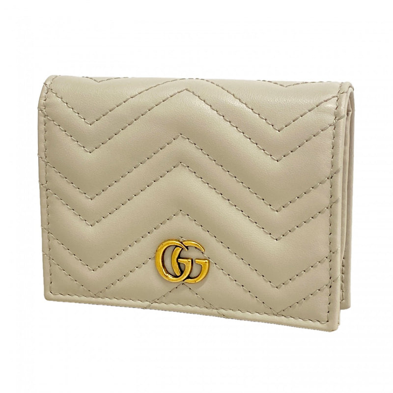 【6gd4714-k】グッチ 財布 GGマーモント 466492 レザー グレー ゴールド金具【中古】レディース