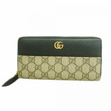 【6gd4725-k】グッチ 長財布 GGマーモント/GGスプリーム 456117 レザー PVC ブラック ブラウン ゴールド金具【中古】レディース
