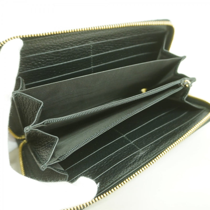 【6gd4725-k】グッチ 長財布 GGマーモント/GGスプリーム 456117 レザー PVC ブラック ブラウン ゴールド金具【中古】レディース