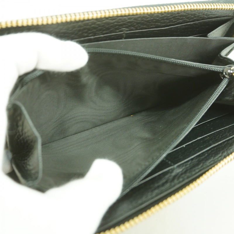 【6gd4725-k】グッチ 長財布 GGマーモント/GGスプリーム 456117 レザー PVC ブラック ブラウン ゴールド金具【中古】レディース