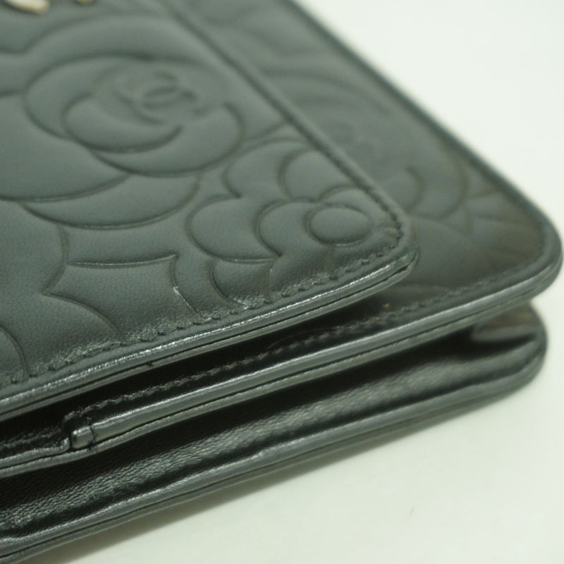 【6gd4731-k】シャネル ショルダーバッグ カメリア チェーンショルダー ラムスキン ブラック シルバー金具【中古】レディース