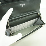 【6gd4731-k】シャネル ショルダーバッグ カメリア チェーンショルダー ラムスキン ブラック シルバー金具【中古】レディース