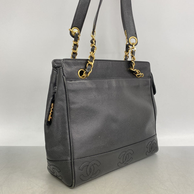 【6gd4734-k】シャネル ショルダーバッグ トリプルココ キャビアスキン ブラック ゴールド金具【中古】レディース