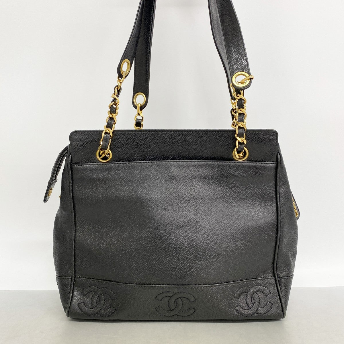 【6gd4734-k】シャネル ショルダーバッグ トリプルココ キャビアスキン ブラック ゴールド金具【中古】レディース