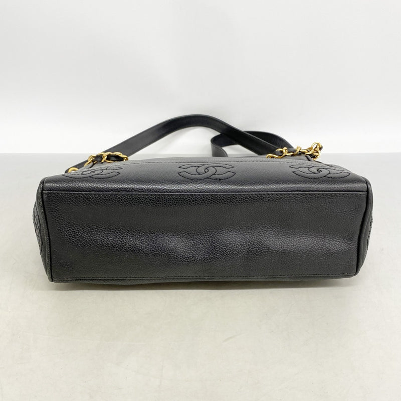 【6gd4734-k】シャネル ショルダーバッグ トリプルココ キャビアスキン ブラック ゴールド金具【中古】レディース
