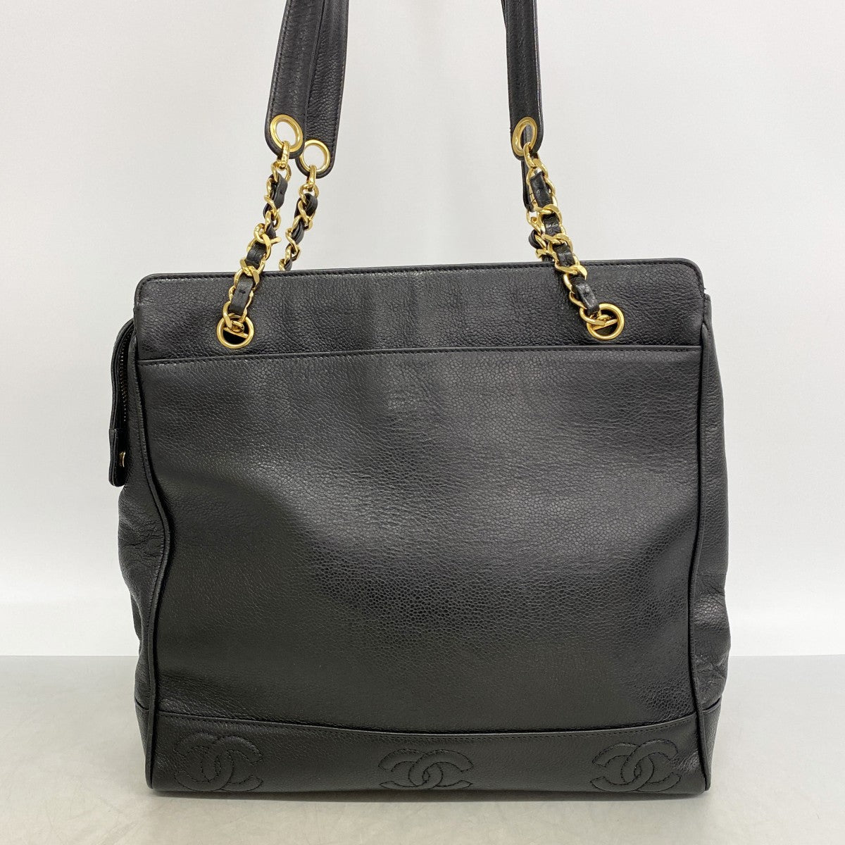 【6gd4735-k】シャネル ショルダーバッグ トリプルココ キャビアスキン ブラック ゴールド金具【中古】レディース