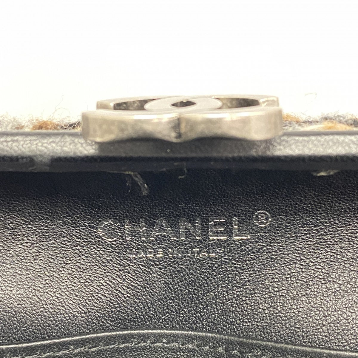 【6gd4736-k】シャネル ショルダーバッグ チェーンショルダー ツイード ブラック ブラウン シルバー金具【中古】レディース