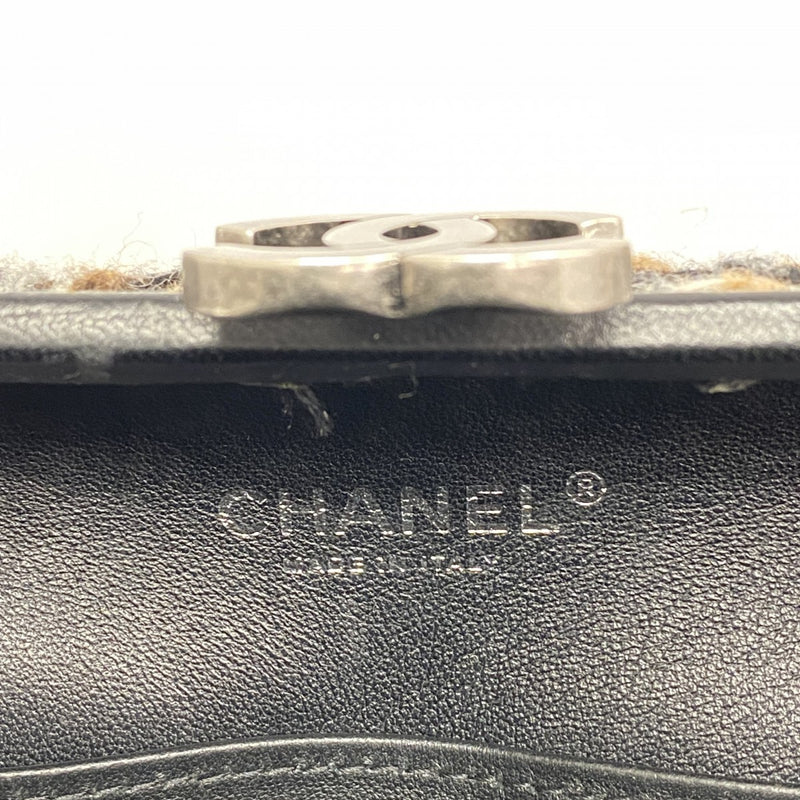 【6gd4736-k】シャネル ショルダーバッグ チェーンショルダー ツイード ブラック ブラウン シルバー金具【中古】レディース