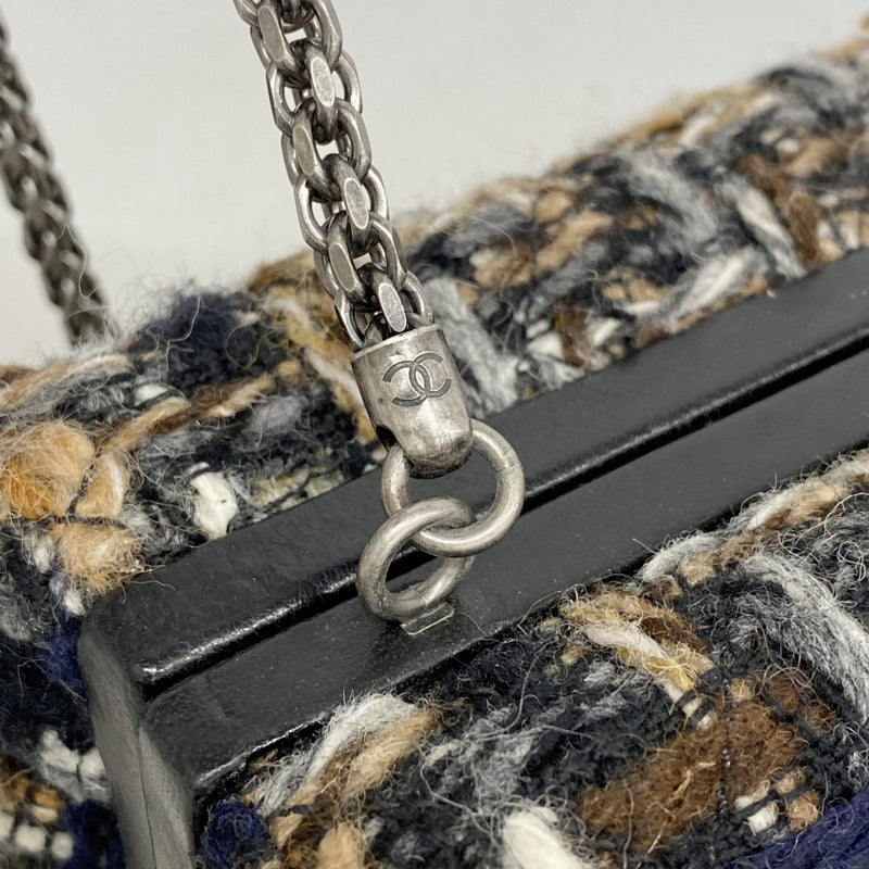 【6gd4736-k】シャネル ショルダーバッグ チェーンショルダー ツイード ブラック ブラウン シルバー金具【中古】レディース