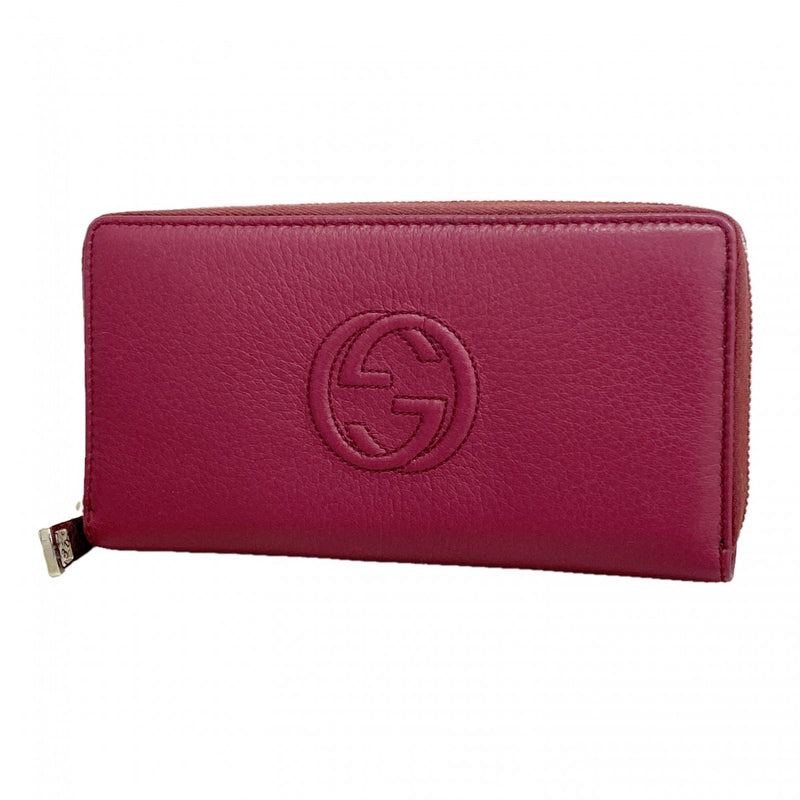 【6gd4739-k】グッチ 長財布 ソーホー 268500 レザー ボルドー シルバー金具【中古】レディース