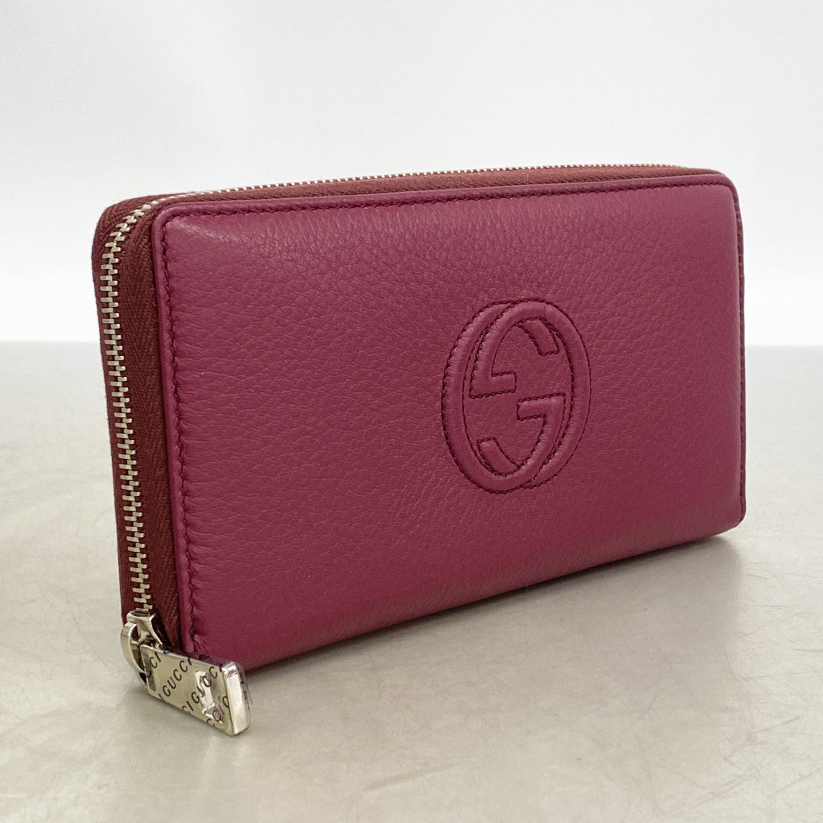 【6gd4739-k】グッチ 長財布 ソーホー 268500 レザー ボルドー シルバー金具【中古】レディース