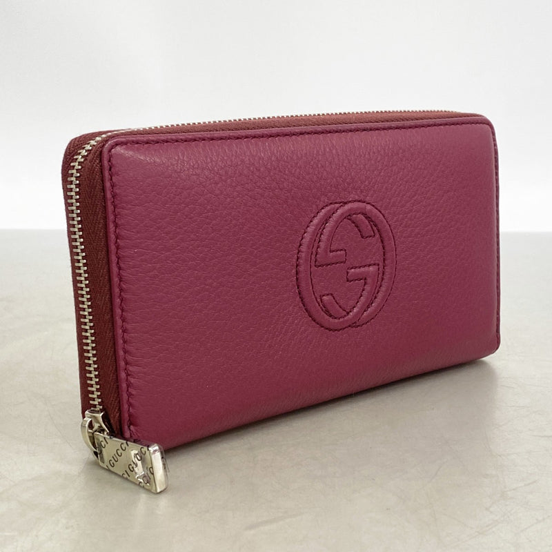 【6gd4739-k】グッチ 長財布 ソーホー 268500 レザー ボルドー シルバー金具【中古】レディース