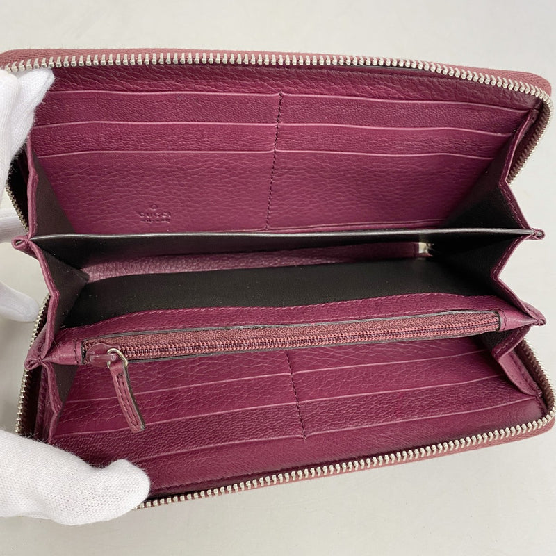 【6gd4739-k】グッチ 長財布 ソーホー 268500 レザー ボルドー シルバー金具【中古】レディース