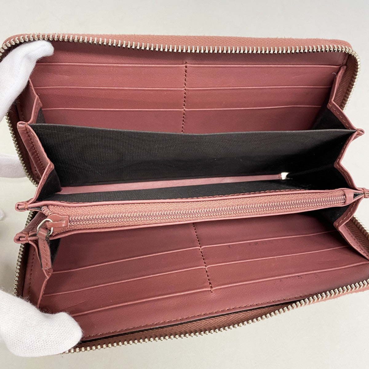 【6gd4740-k】グッチ 長財布 GGブルームス 404071 PVC ピンク ブラウン シルバー金具【中古】レディース