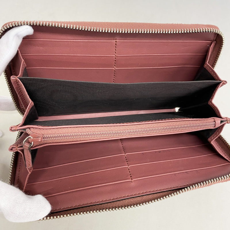 【6gd4740-k】グッチ 長財布 GGブルームス 404071 PVC ピンク ブラウン シルバー金具【中古】レディース
