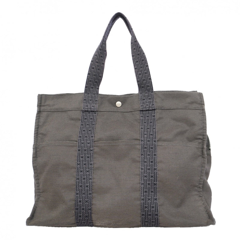 【6gd4743-k】エルメス トートバッグ エールラインGM キャンバス グレー シルバー金具【中古】メンズ レディース ユニセックス