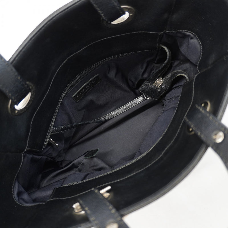 【6gd4745-k】シャネル トートバッグ パリビアリッツ キャンバス ブラック シルバー金具【中古】レディース
