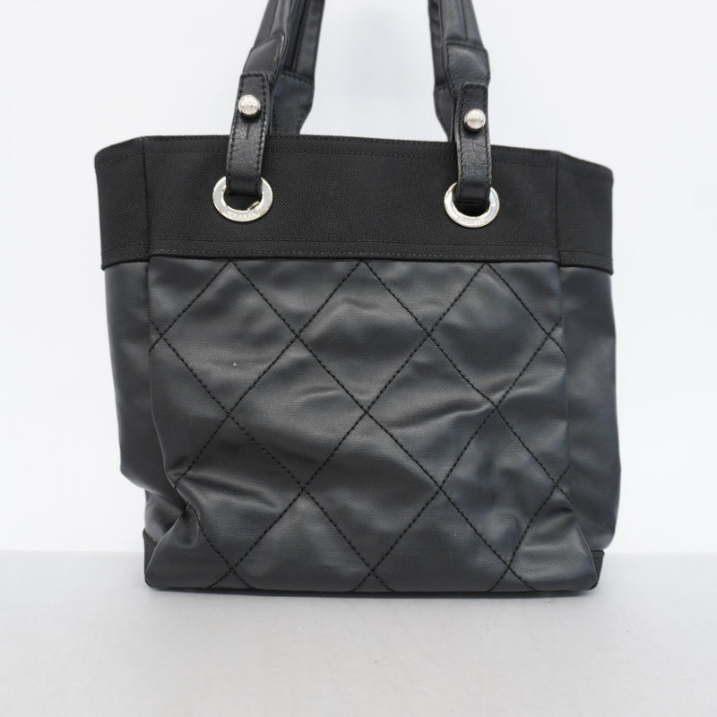 【6gd4745-k】シャネル トートバッグ パリビアリッツ キャンバス ブラック シルバー金具【中古】レディース