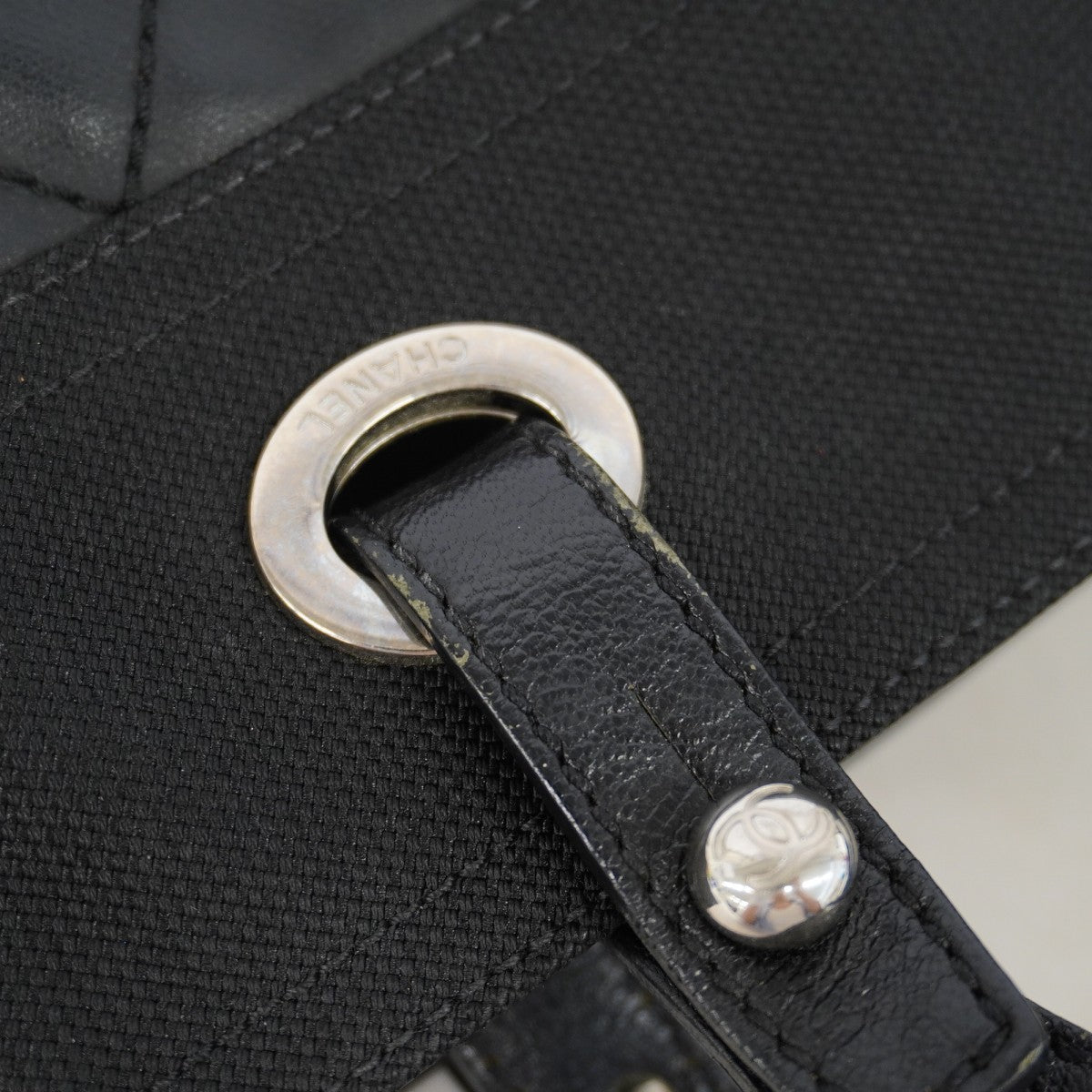 【6gd4745-k】シャネル トートバッグ パリビアリッツ キャンバス ブラック シルバー金具【中古】レディース