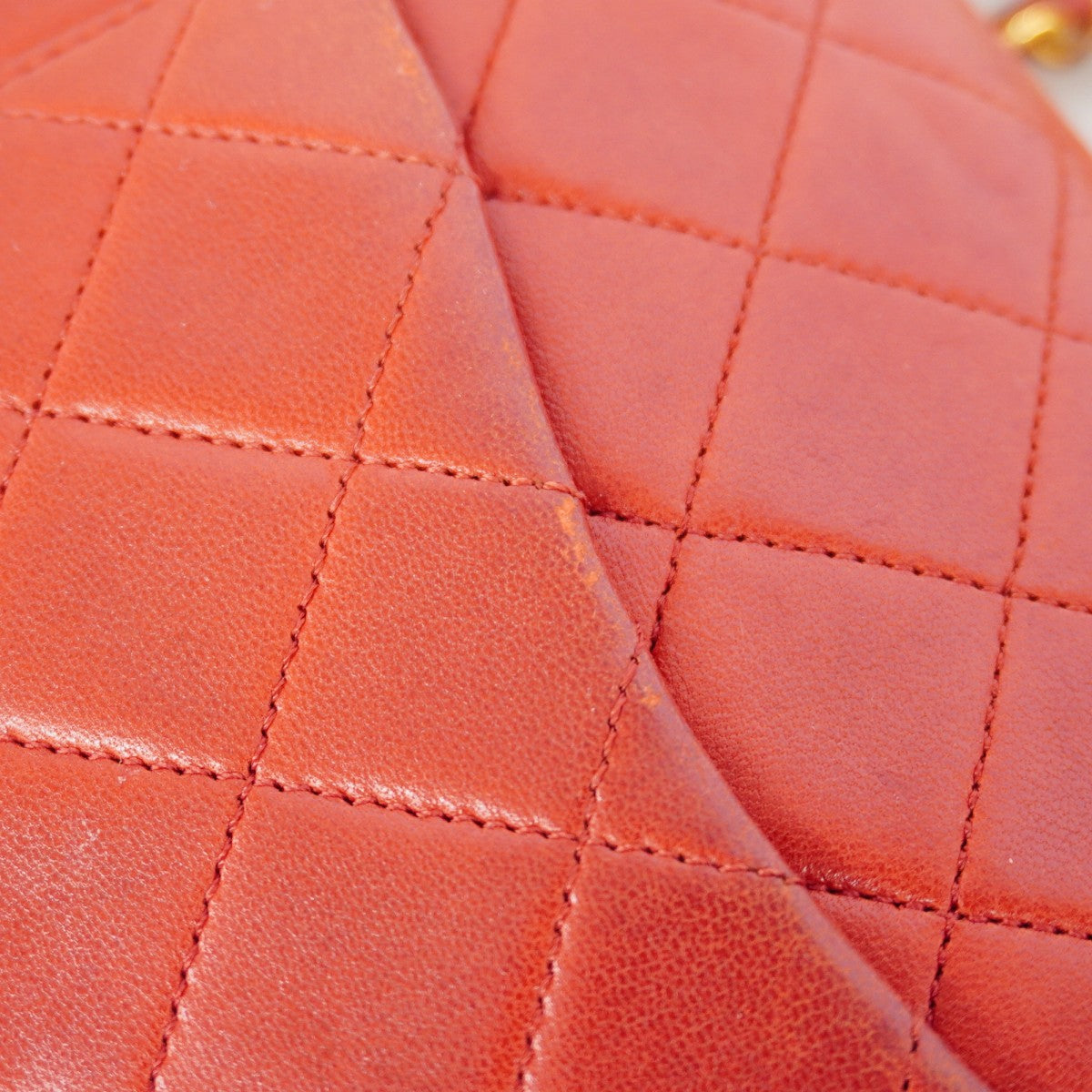 【6gd4746-k】シャネル ショルダーバッグ マトラッセ Wフラップ Wチェーン ラムスキン レッド ゴールド金具【中古】レディース