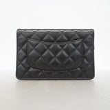 【6gd4747-k】シャネル ショルダーウォレット マトラッセ チェーンショルダー ラムスキン ブラック シルバー金具【中古】レディース