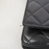 【6gd4747-k】シャネル ショルダーウォレット マトラッセ チェーンショルダー ラムスキン ブラック シルバー金具【中古】レディース
