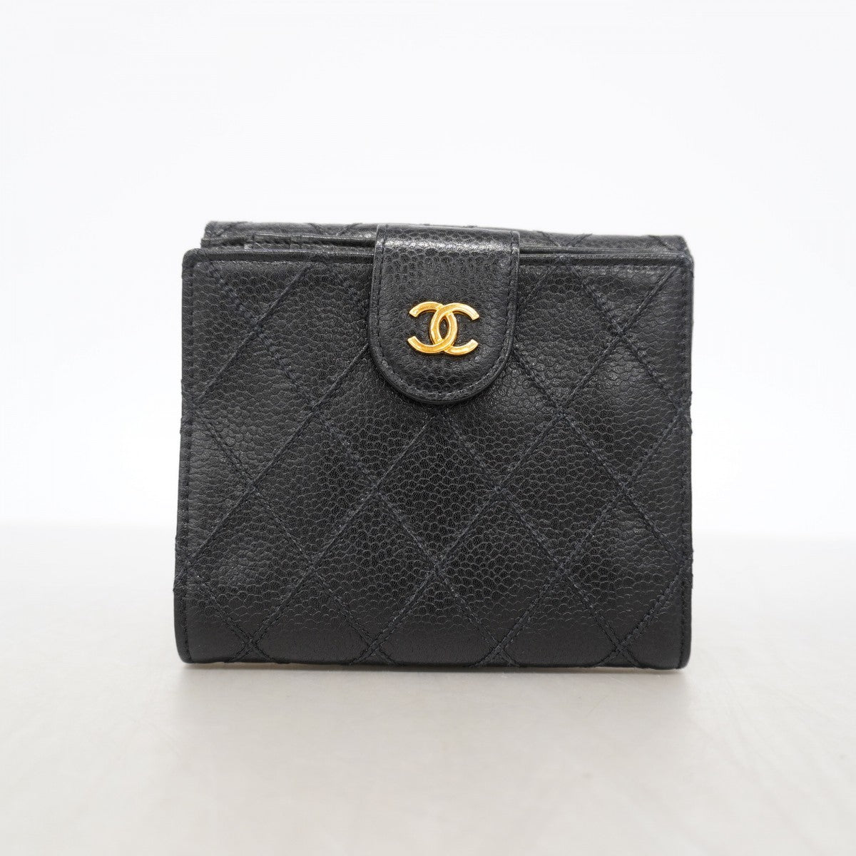 【6gd4749-k】シャネル 財布 ビコローレ キャビアスキン ブラック ゴールド金具【中古】レディース