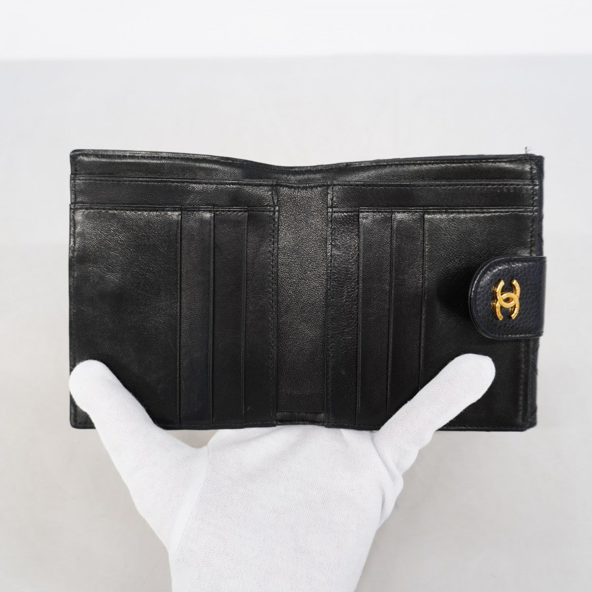 【6gd4749-k】シャネル 財布 ビコローレ キャビアスキン ブラック ゴールド金具【中古】レディース