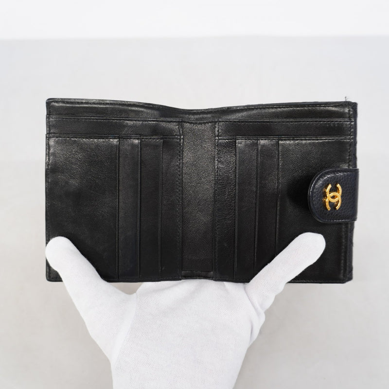 【6gd4749-k】シャネル 財布 ビコローレ キャビアスキン ブラック ゴールド金具【中古】レディース