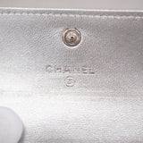 【6gd4751-k】シャネル カードケース マトラッセ ラムスキン シルバー シルバー金具【中古】レディース