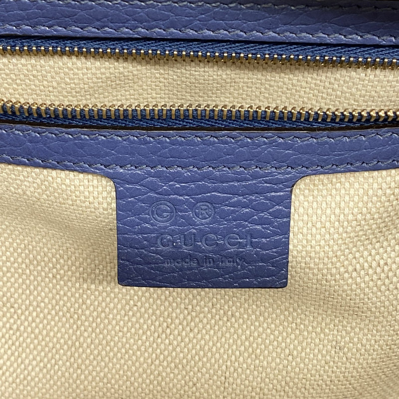 【6gd4753-k】グッチ ハンドバッグ ソーホー 607722 レザー ブルー ゴールド金具 2wayバッグ【中古】レディース
