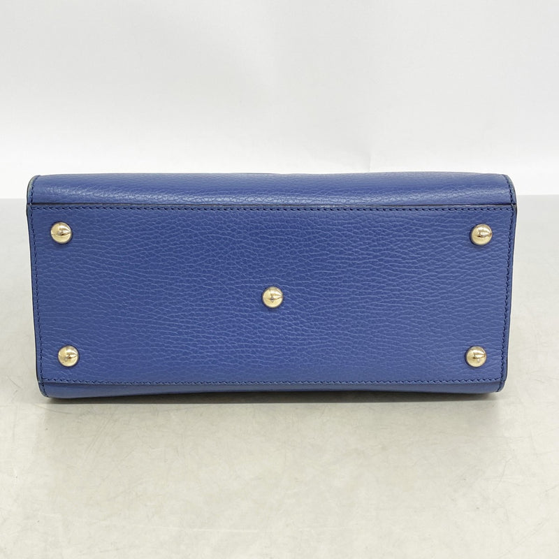 【6gd4753-k】グッチ ハンドバッグ ソーホー 607722 レザー ブルー ゴールド金具 2wayバッグ【中古】レディース