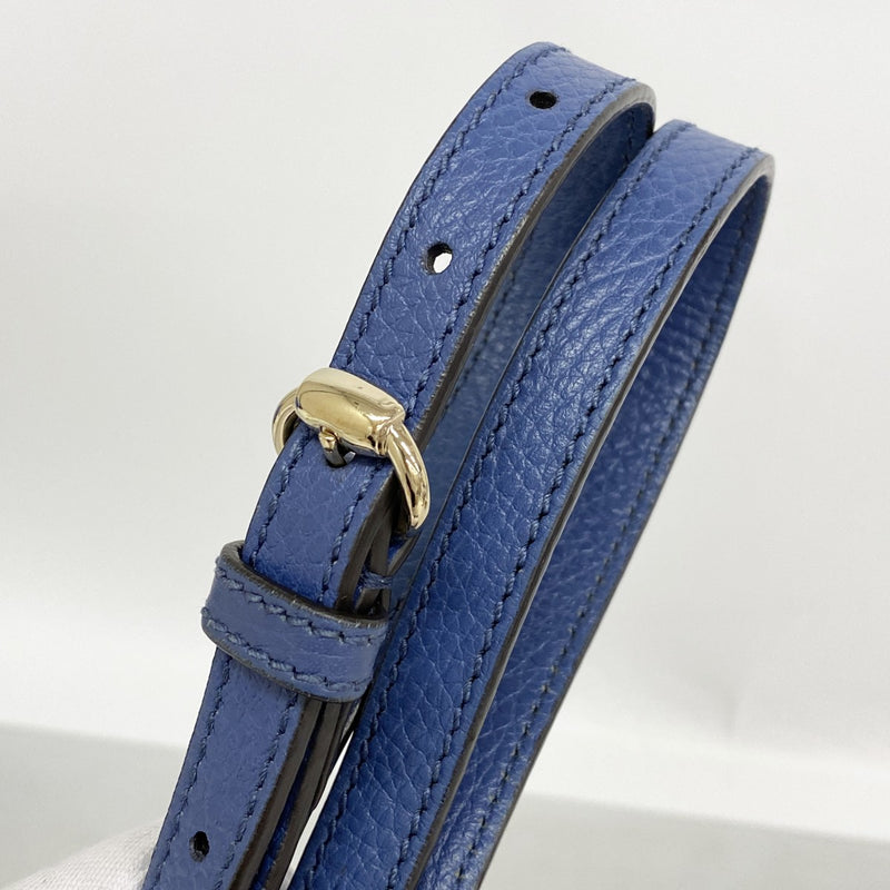 【6gd4753-k】グッチ ハンドバッグ ソーホー 607722 レザー ブルー ゴールド金具 2wayバッグ【中古】レディース
