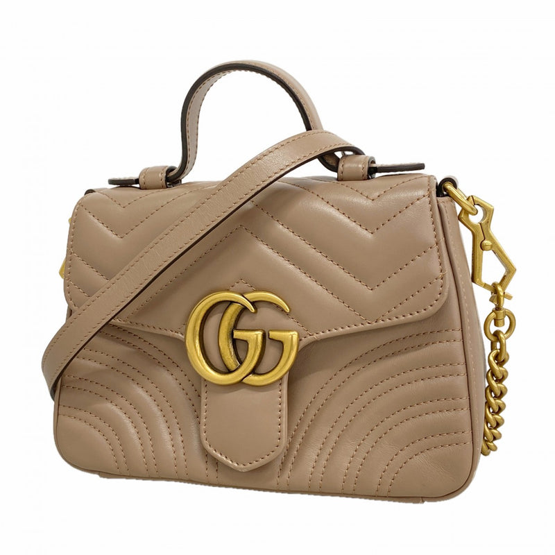 【6gd4754-k】グッチ ハンドバッグ GGマーモント 547260 レザー ブラウン ゴールド金具 2wayバッグ【中古】レディース