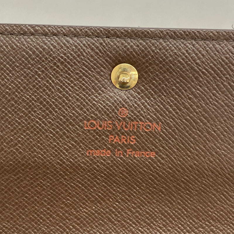 【6gd4758-k】ルイヴィトン 三つ折り財布 ダミエ ポルトトレゾールエテュイパピエ N61202 エベヌ【中古】レディース