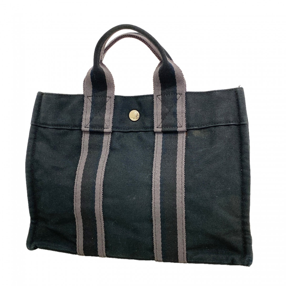 【6gd4763-k】エルメス トートバッグ フールトゥPM キャンバス ブラック シルバー金具【中古】レディース