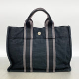 【6gd4763-k】エルメス トートバッグ フールトゥPM キャンバス ブラック シルバー金具【中古】レディース