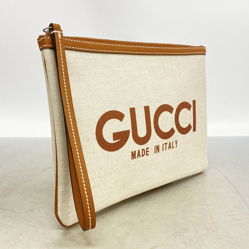 【6gd4766-k】グッチ クラッチバッグ 777165 キャンバス アイボリー シルバー金具【中古】レディース