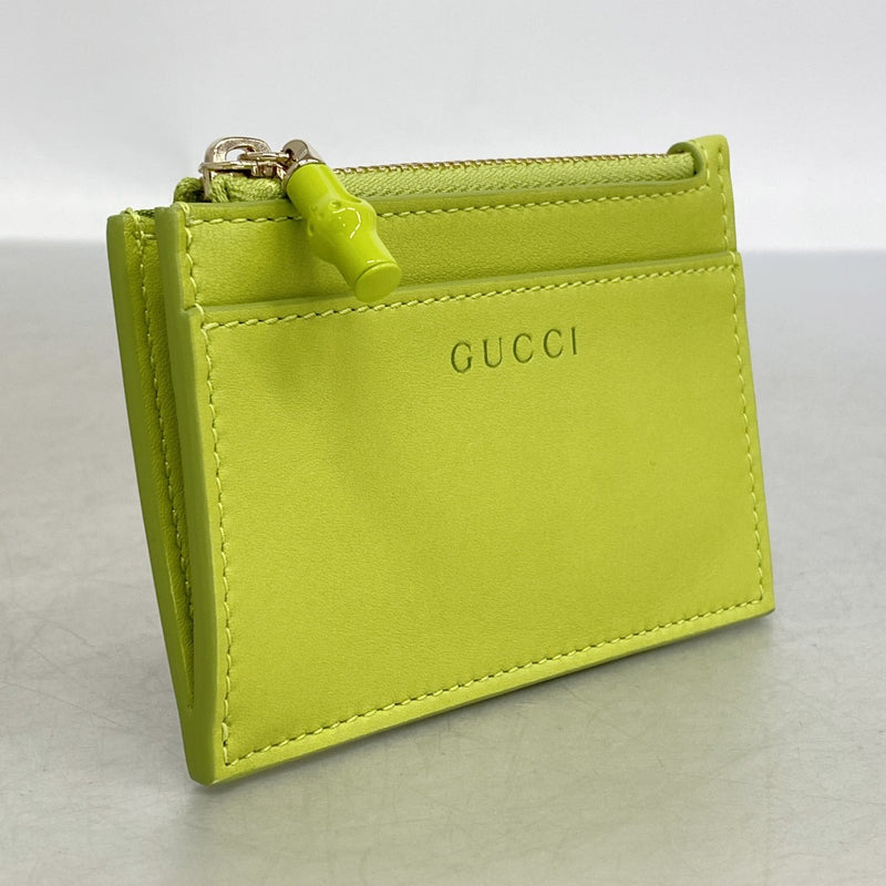 【6gd4767-k】グッチ コインケース バンブー 828174 レザー ライトグリーン ゴールド金具【中古】レディース