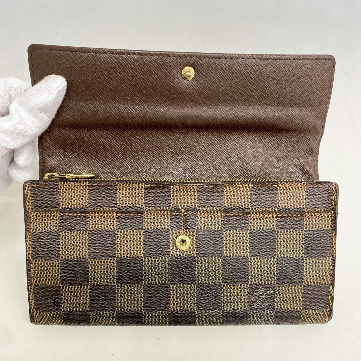 【6gd4782】ルイヴィトン 長財布 ダミエ ポルトフォイユサラ N61726 エベヌ【中古】レディース